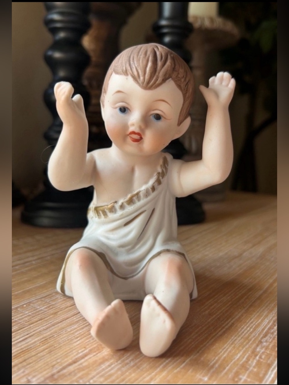 Vintage Bisque Piano Baby Boy Figurine